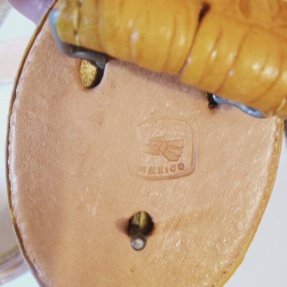 Handmade Crocodile Hornback Leather Skin Men's Belt / Buckle Mexico Sz 44 VTG. - Picture 7 of 12